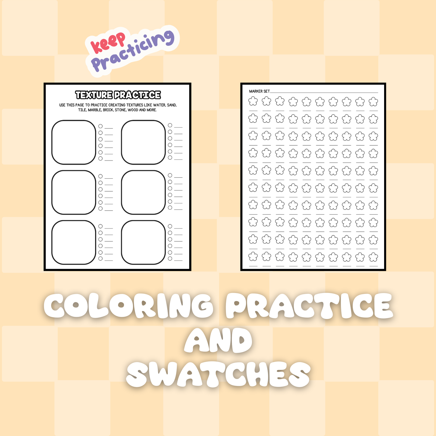 Printable Coloring Swatch Chart and Practice Pages
