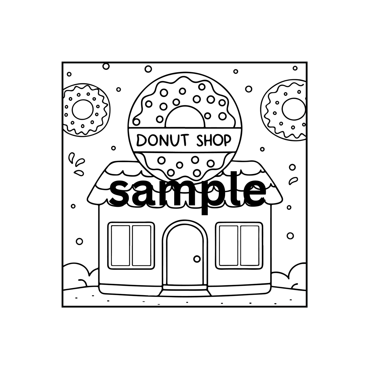 Cute Storefronts Coloring Book | 45 Bold Easy Designs Thick Line Colouring Sheets Kids Teens Adults | Printable Instant PDF Digital Download