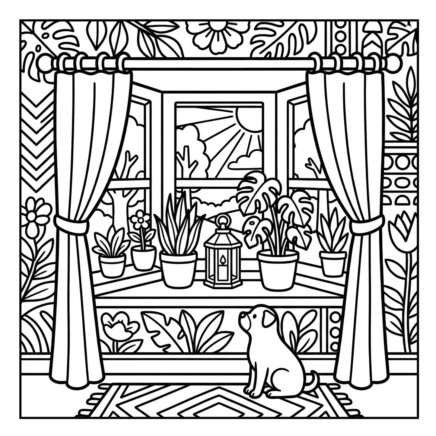 Cozy Mornings & Cuddly Pets: Bold & Easy Coloring Book Digital PDF
