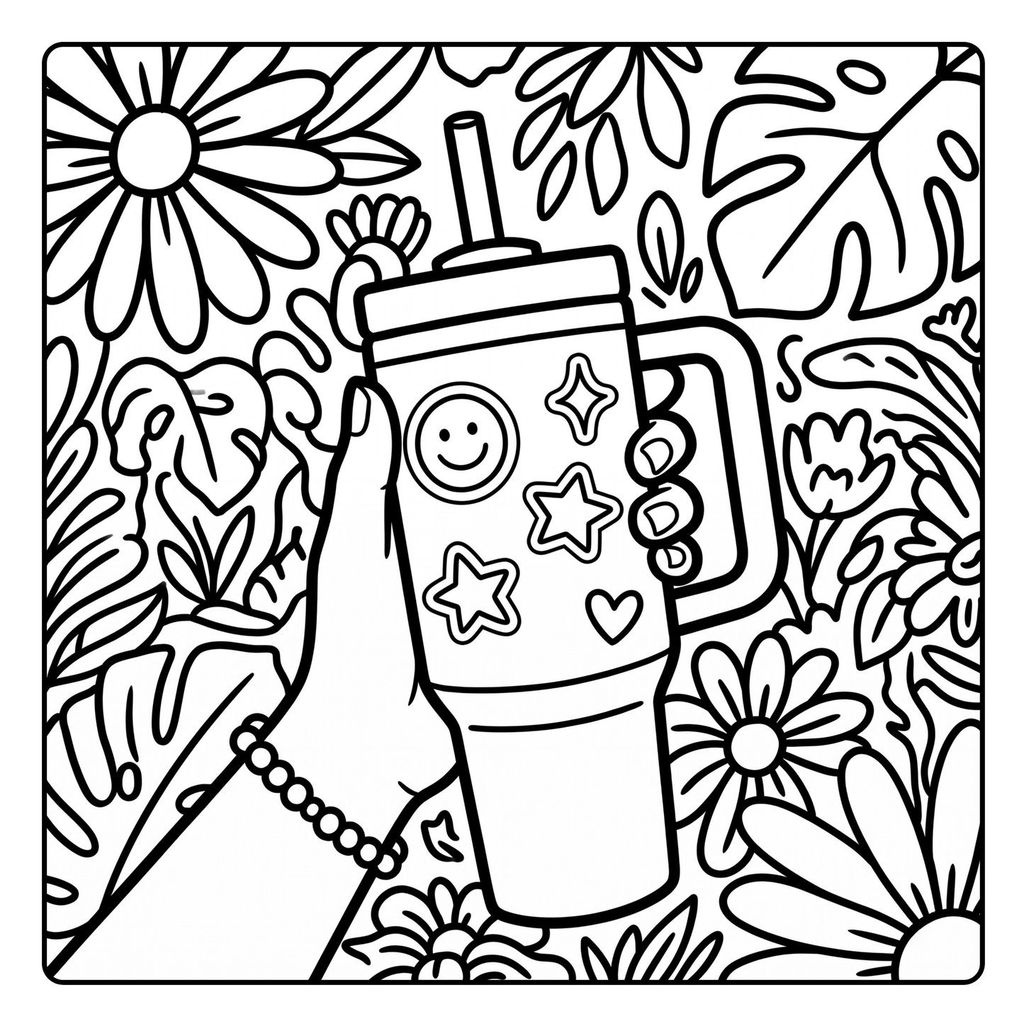 Bold & Easy Seasonal Tumblers Coloring Book PDF for Teens & Adults