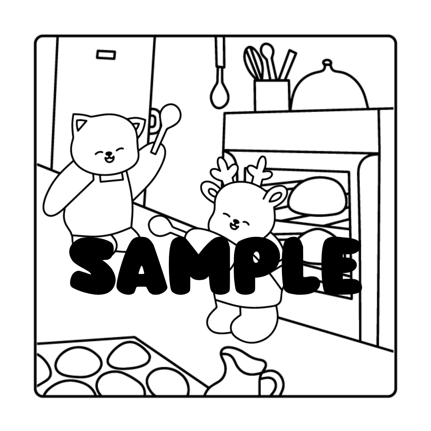 Cozy Times Animal Friends Coloring Book | 30 Adorable Cooking and Food Easy Hygge Coloring Pages | Printable PDF Digital Download