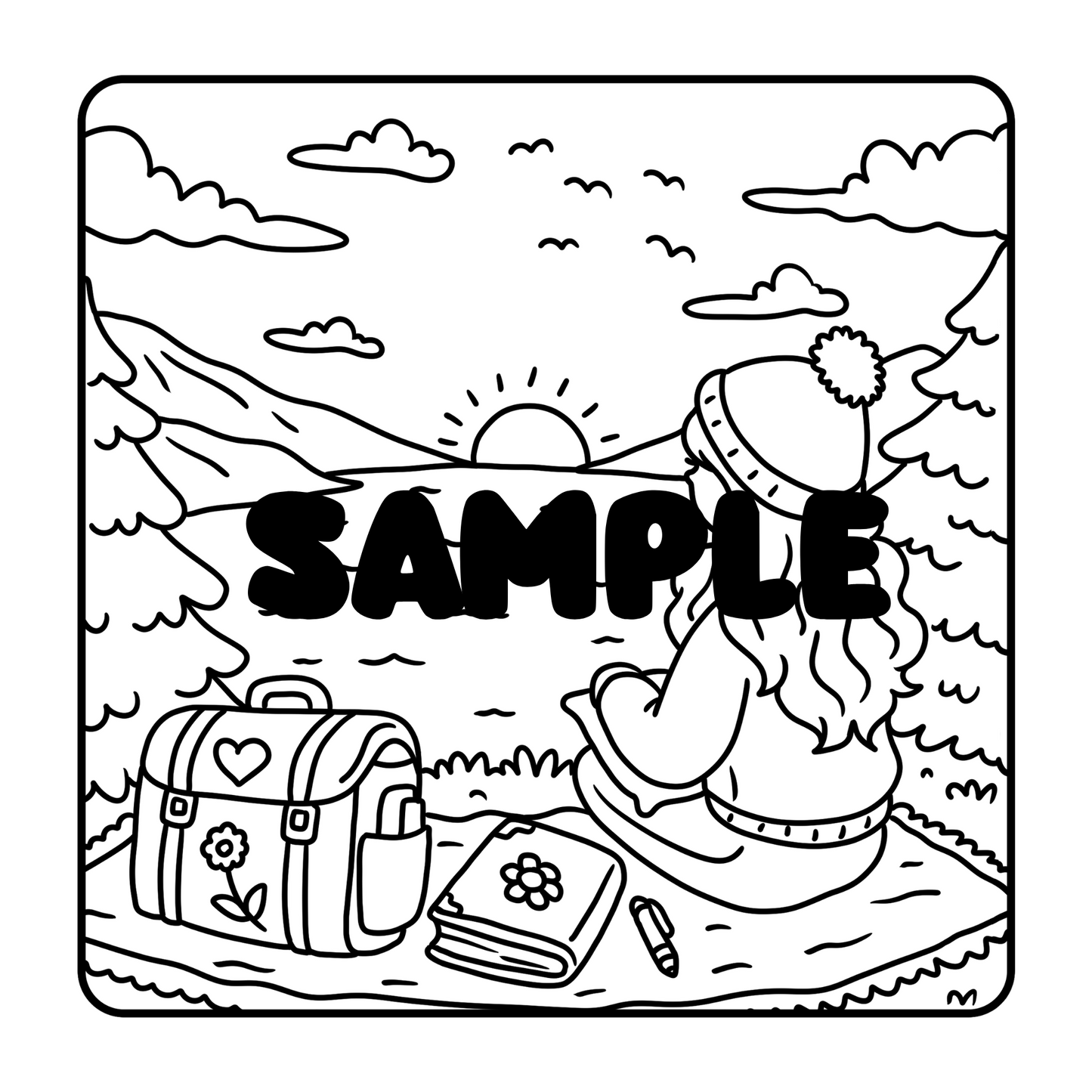 Relaxing Cozy Girl Moments Coloring Book | Set of 40 Simple Coloring Pages Designs for Adults Teens | Instant Download PDF