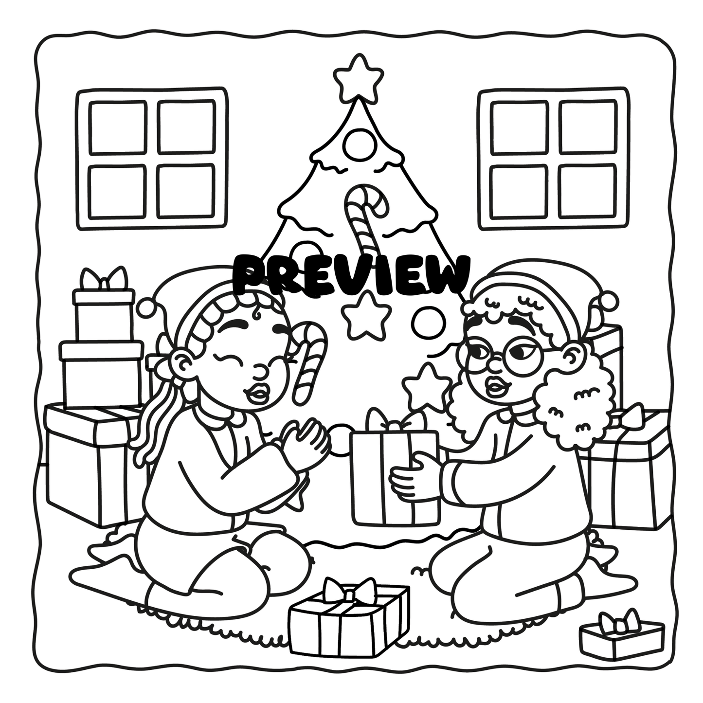 Cozy Christmas Printable Coloring Pages Digital PDF