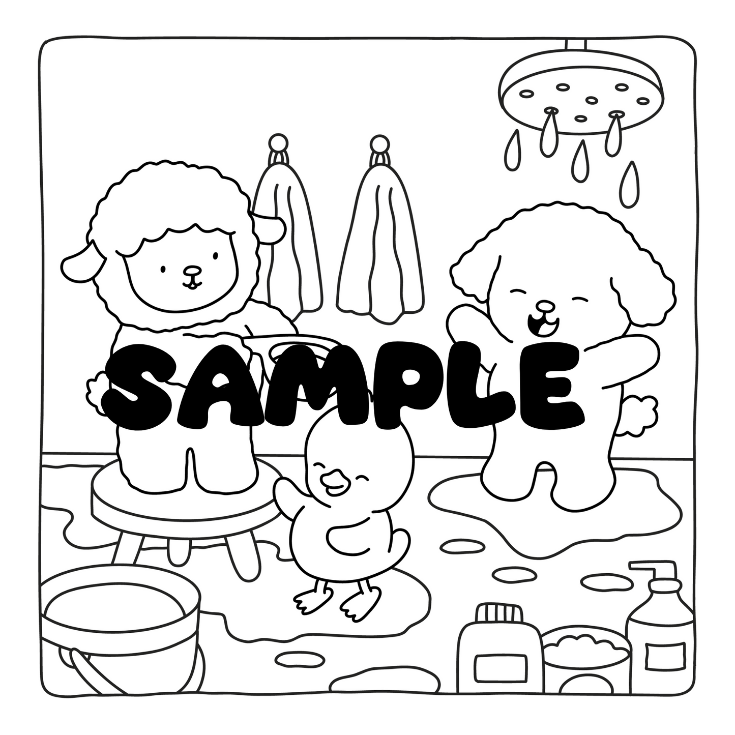 Chewie and Mac Day Spa Adventures Coloring Book | 15 Adorable Bold Easy Hand-Drawn Coloring Pages | Instant Printable PDF Digital Download