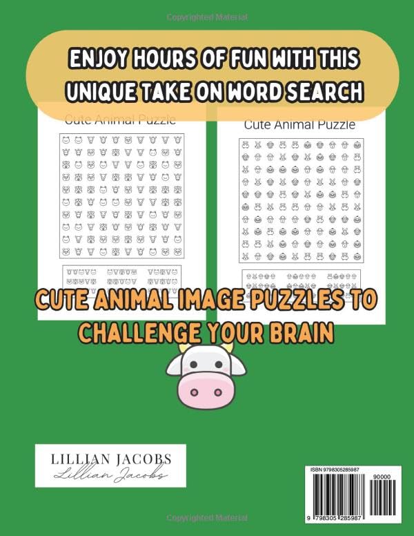 Emoji Search Puzzles Cute Animals, 80 Brain Challenging Unique Word Search Puzzles with Solutions