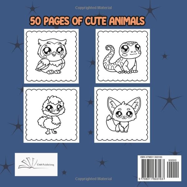 Simple and Easy Kawaii Animals Coloring Book