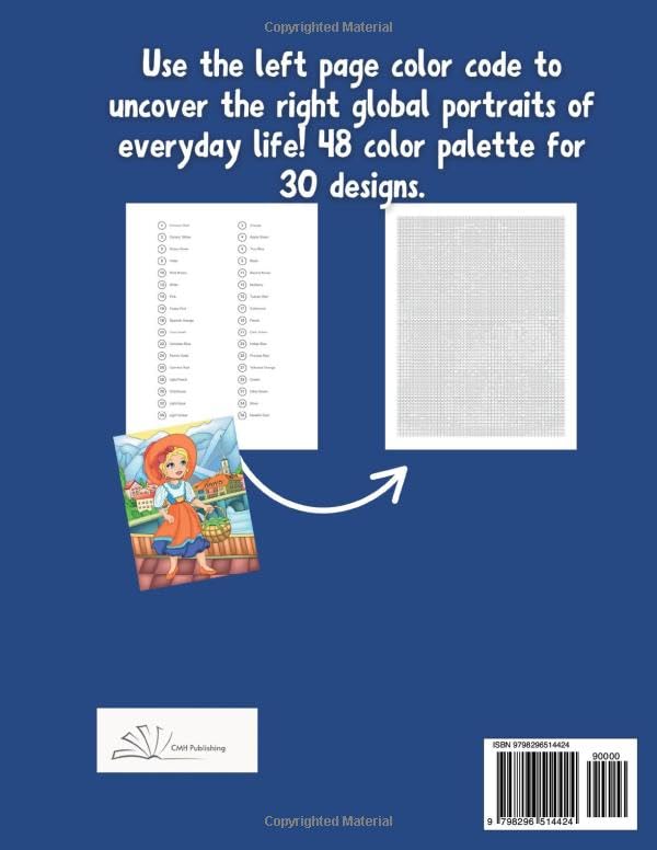 World Faces Pixel Mosaic Color by Number Coloring Book