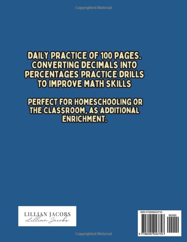 Decimal-to-Percent Conversion Math Workbook for Kids