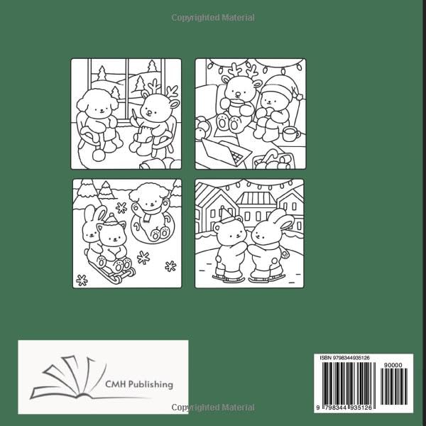 Fluffy Cozy Christmas Days: Bold and Easy Coloring Book