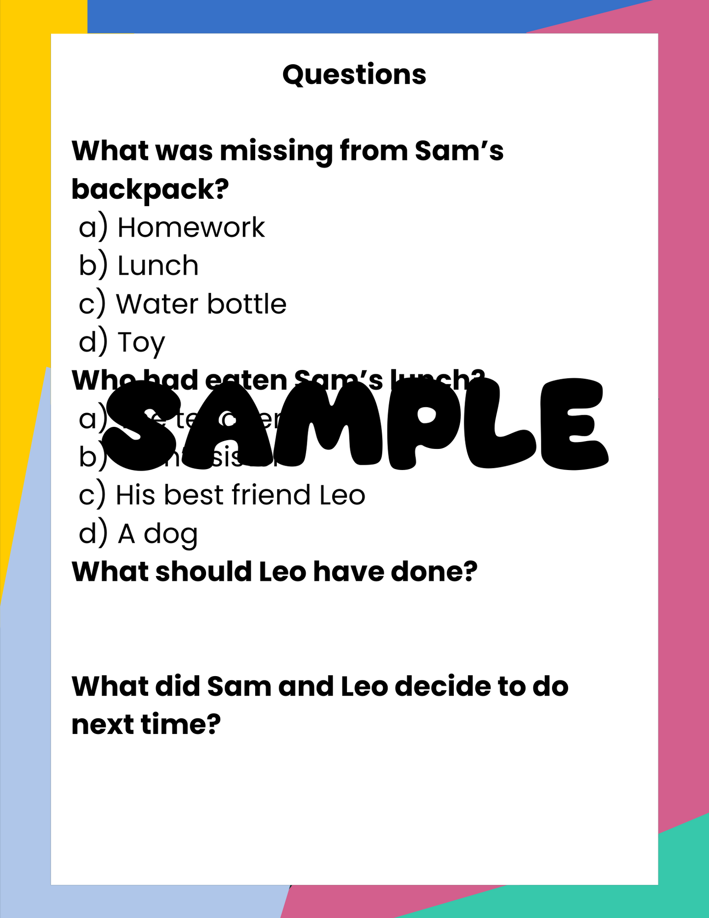 Reading Comprehension Workbook 3rd Grade | 20 Stories | Instant PDF Printable Worksheet Early Readers Creative Writing Worksheets