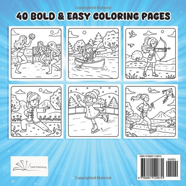 Cozy Sports Girl Moments Coloring Book, Relaxing and Simple Cute Girl Life Featuring Sport Activities and Sweet Outdoor Scenes