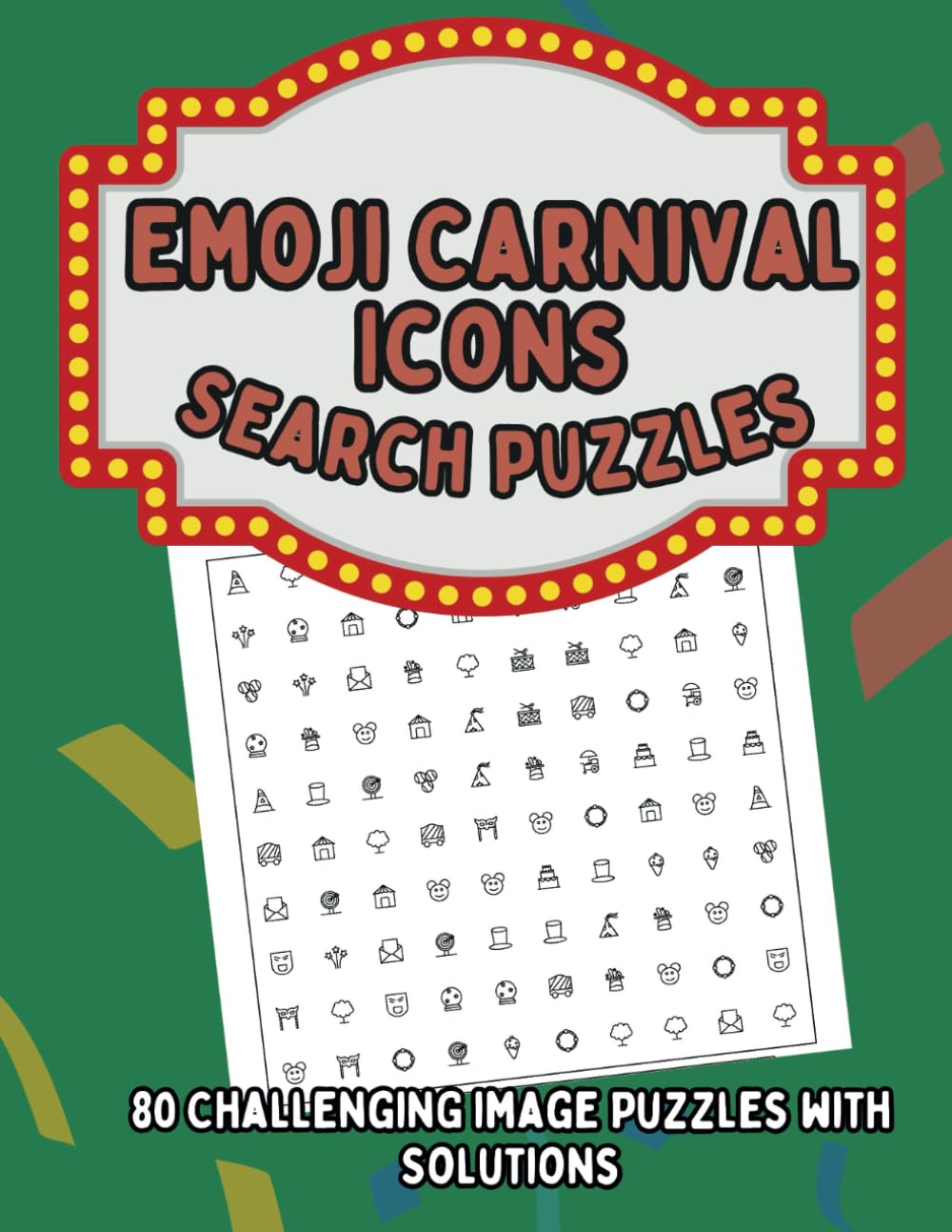 Emoji Word Search Puzzle Book with Solutions, Carnival Theme