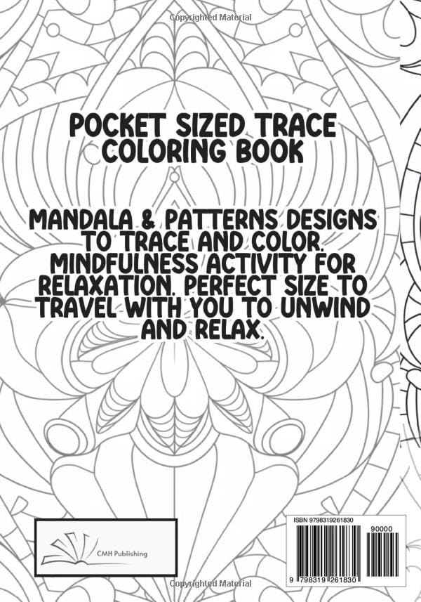 Trace Relax and Color Coloring Book: 40 Mandala and Beautiful Patterns, Mindfulness Tracing to Reduce Stress Art Book