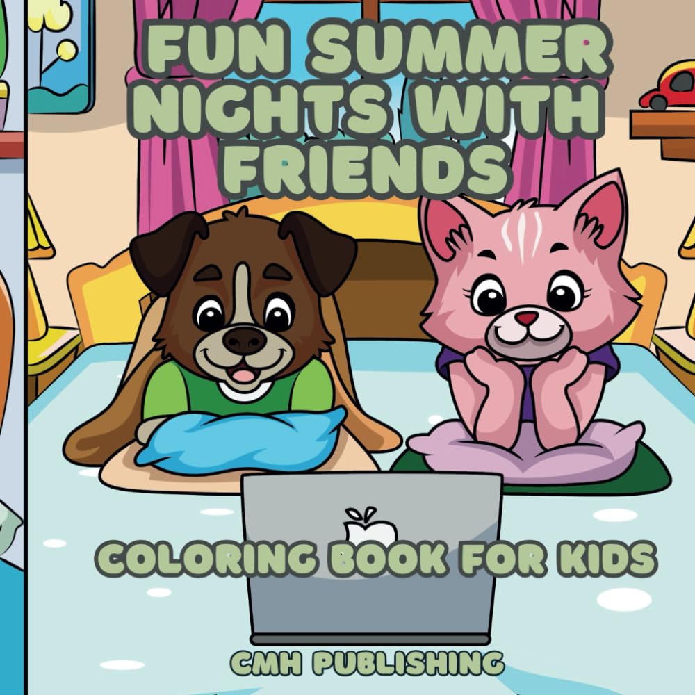 Fun Summer Nights Coloring Book: Hand-Drawn Simple Pages for Kids