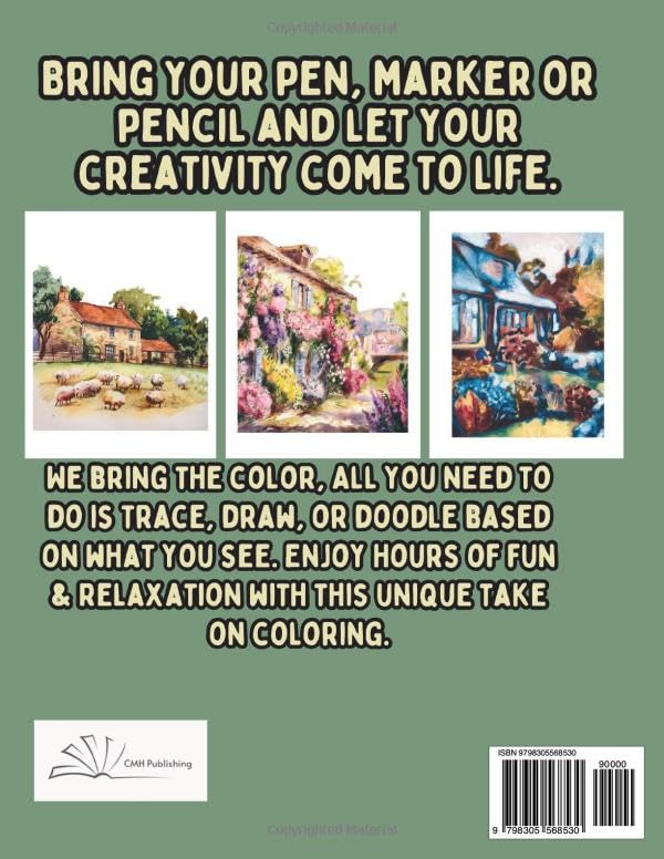 House and Gardens Reverse Coloring Book, We Provide the Colors You Draw the Lines and Shading