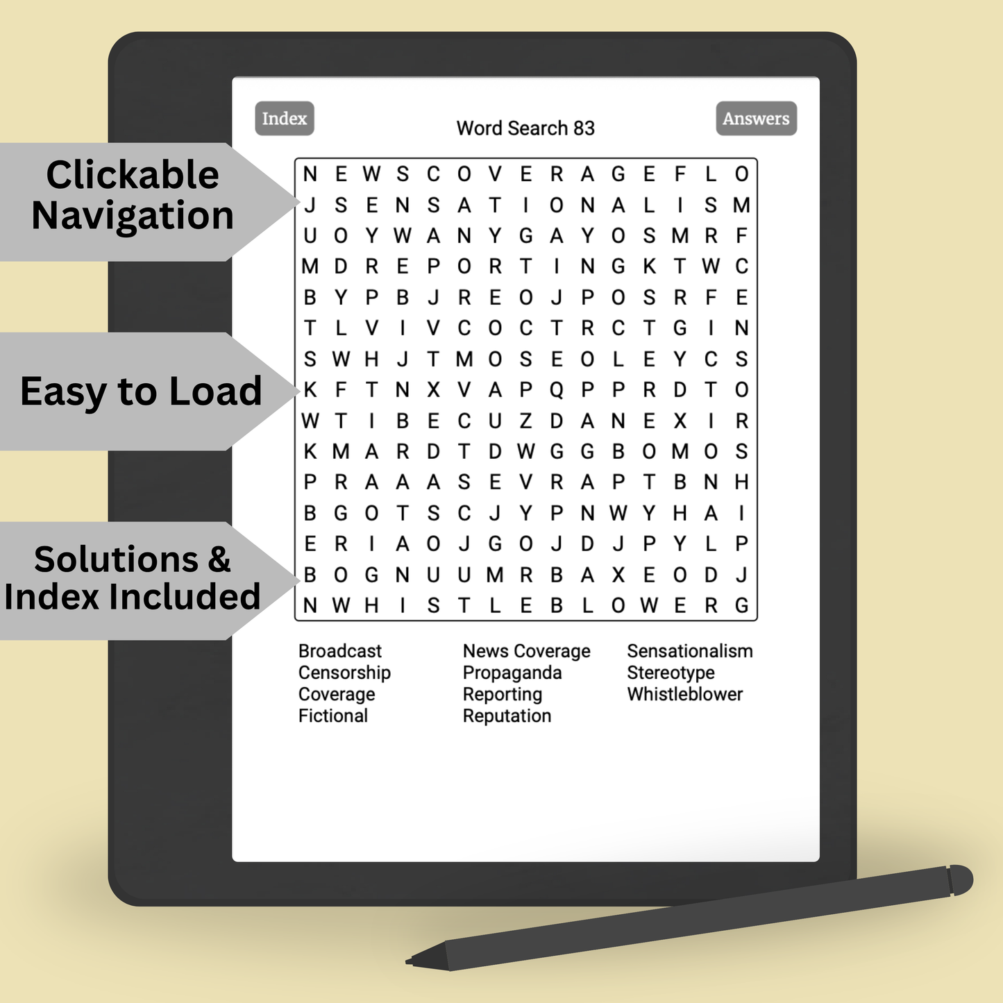 True Crime Lover Word Search Puzzles for Kindle Scribe