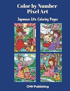 Color by Number Pixel Art Japanese Life Coloring Pages