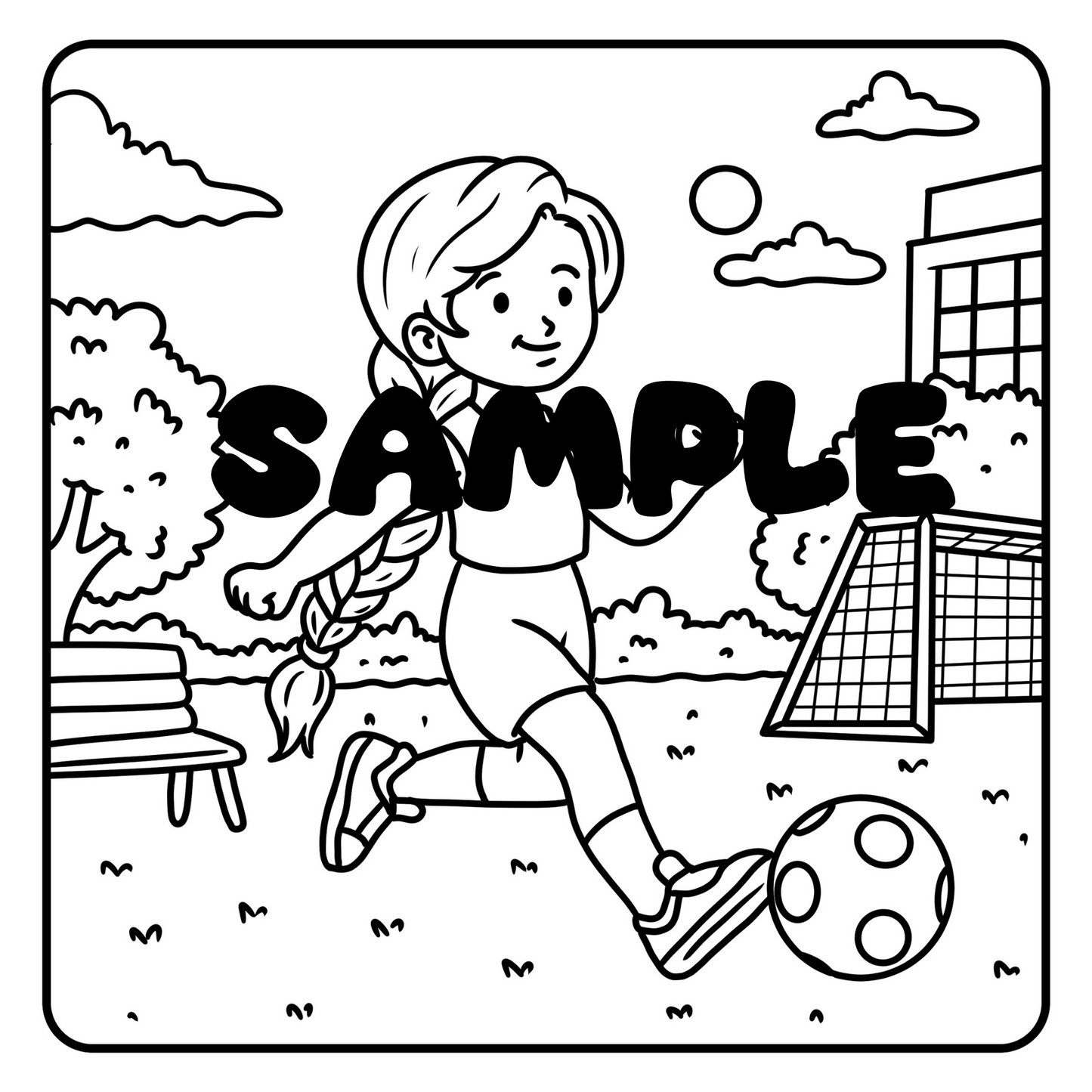 Cozy Girl Sports Moments, 15 Relaxing Coloring Pages Featuring Sports and Fitness