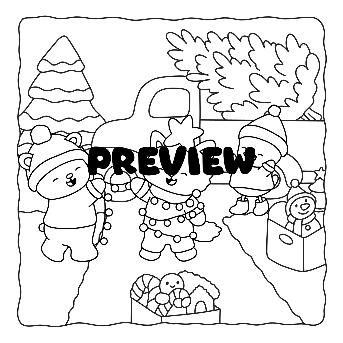 Cozy Christmas Animal Friends Coloring Book Digital PDF