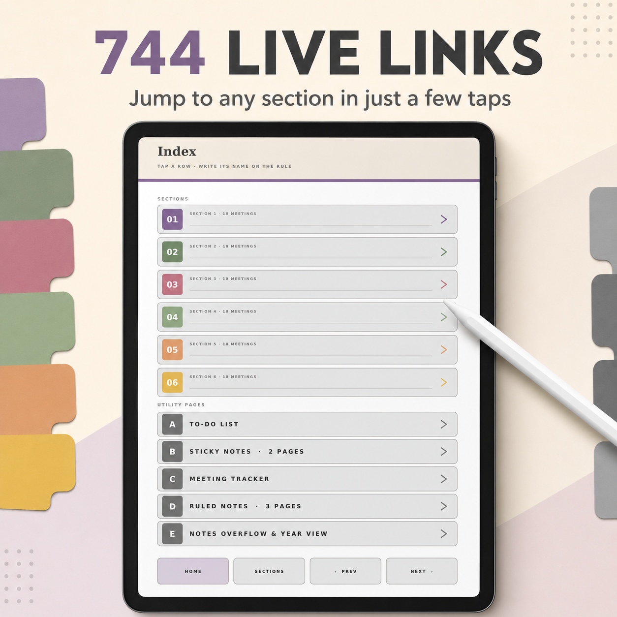 Interactive Meeting Notebook for Kindle Scribe | Hyperlinked Digital Meeting Planner