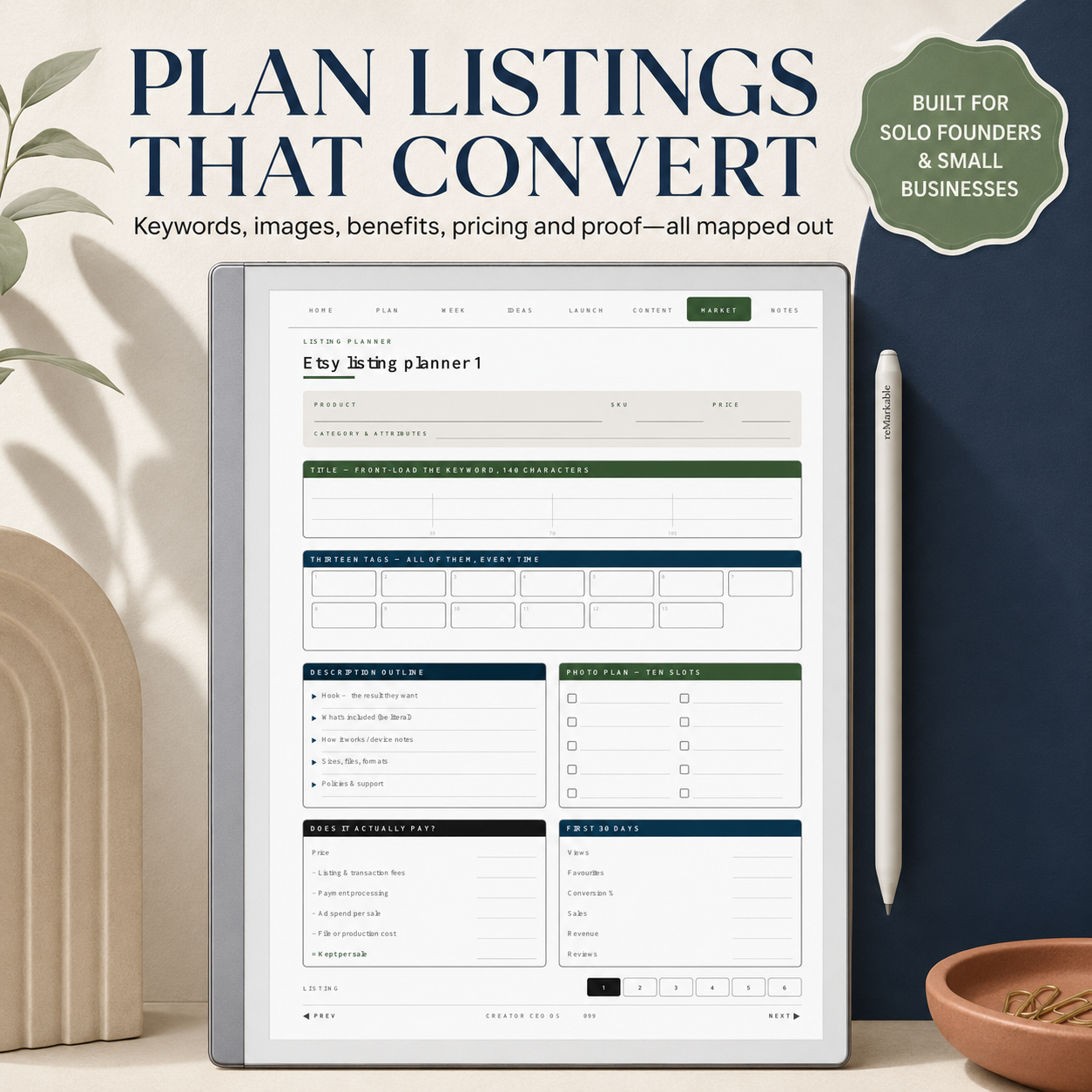 Small Business Digital Planner for reMarkable Paper Pro
