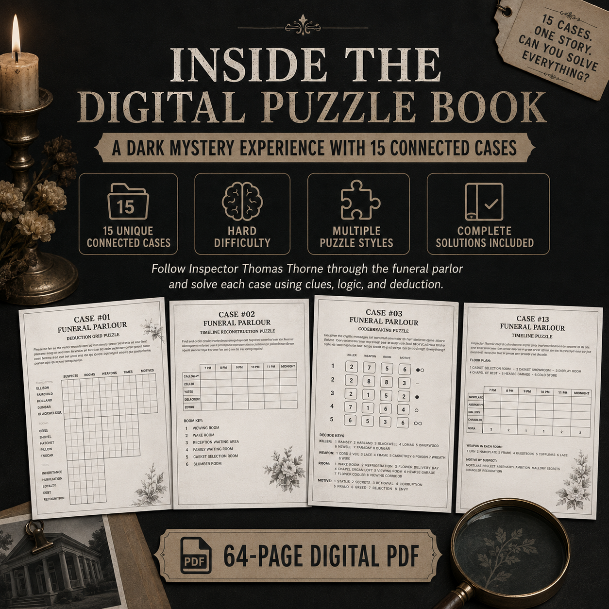 Funeral Parlor Dread: 15 Connected Murder Mystery Puzzles