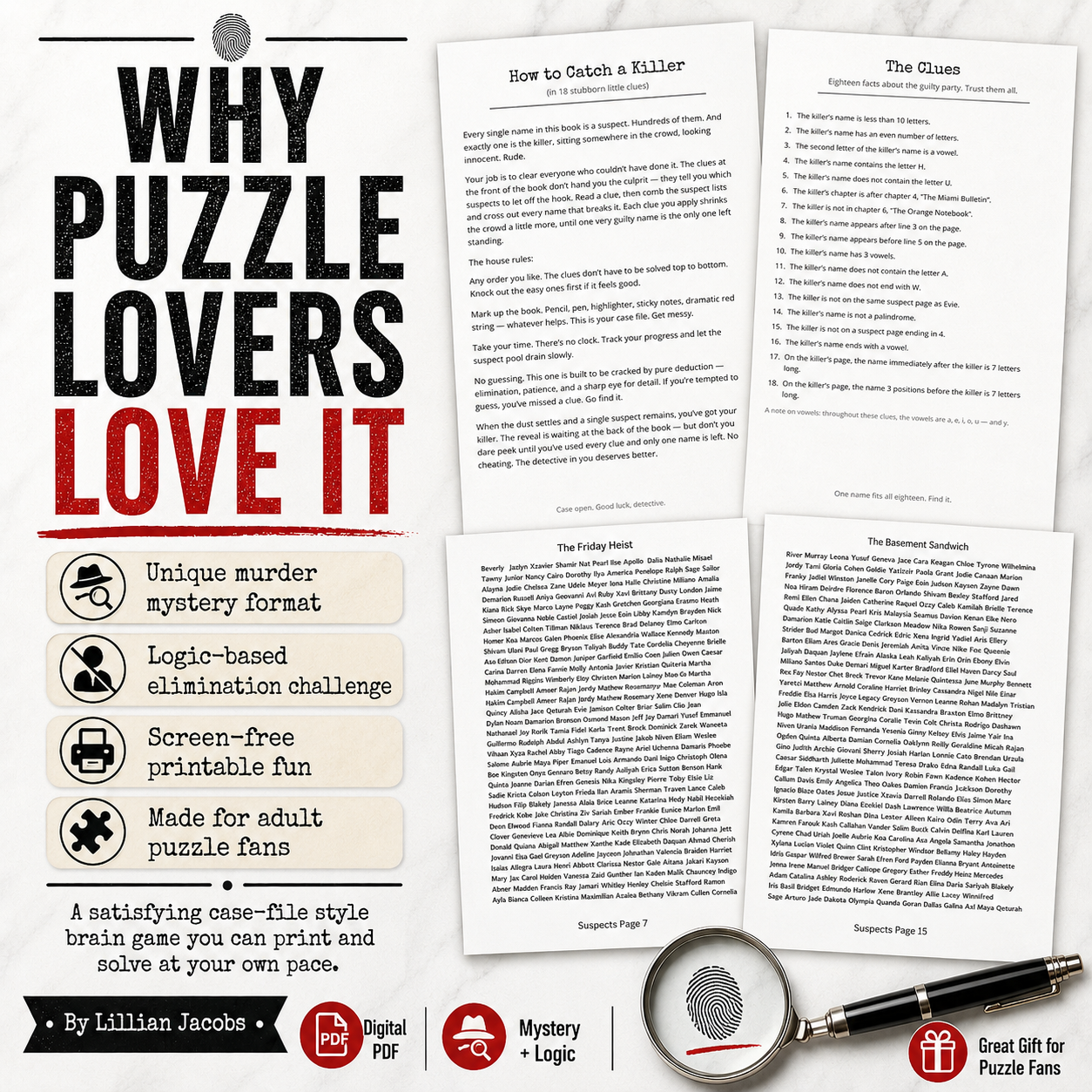 How to Catch a Killer: A Murder Mystery Logic Puzzle PDF for Adults