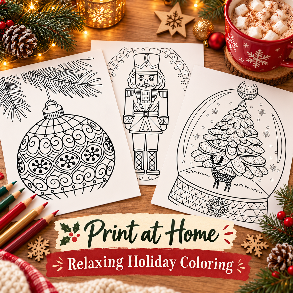 Free Christmas Coloring Book Printable PDF – 30 Holiday Coloring Pages for Adults & Teens
