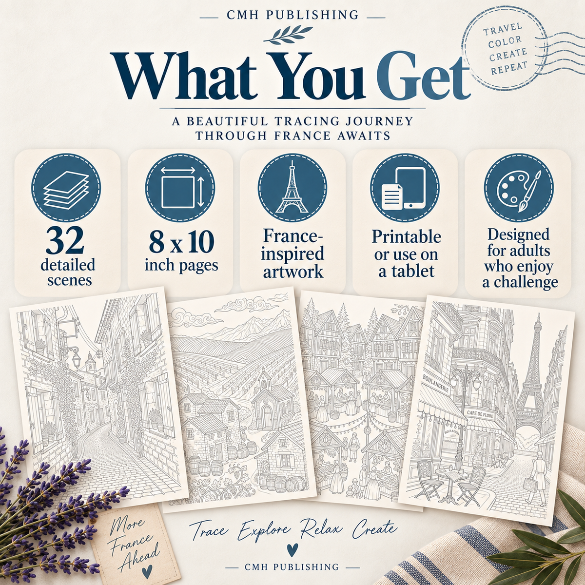 Tracing Through France: Detailed Tracing Book for Adults