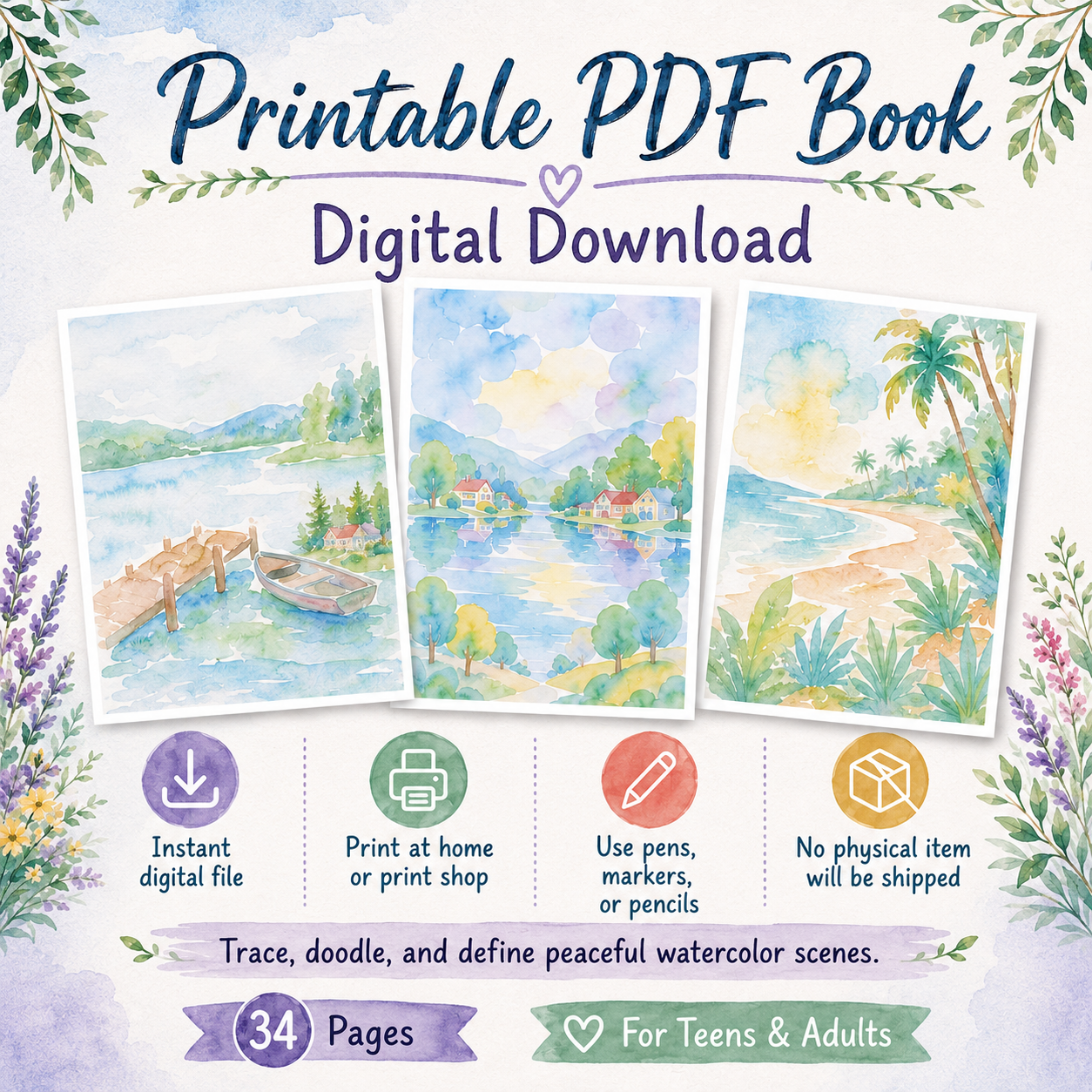 Outdoor Serenity Reverse Coloring Printable Book