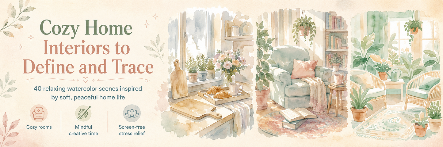 Hygge at Home Reverse Coloring Book, PDF Version
