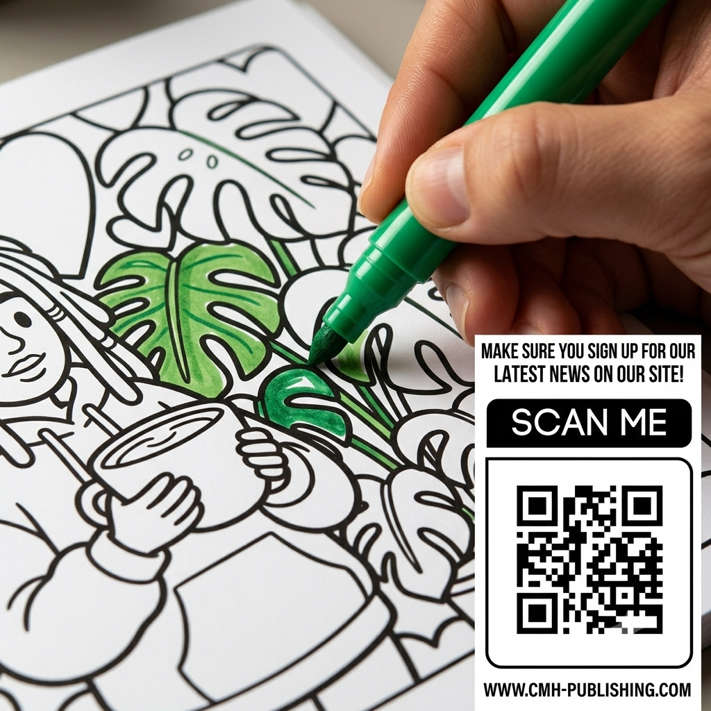 Monstera Magic: Bold & Easy Cozy Girl Self-Care Coloring Book | Digital Printable PDF