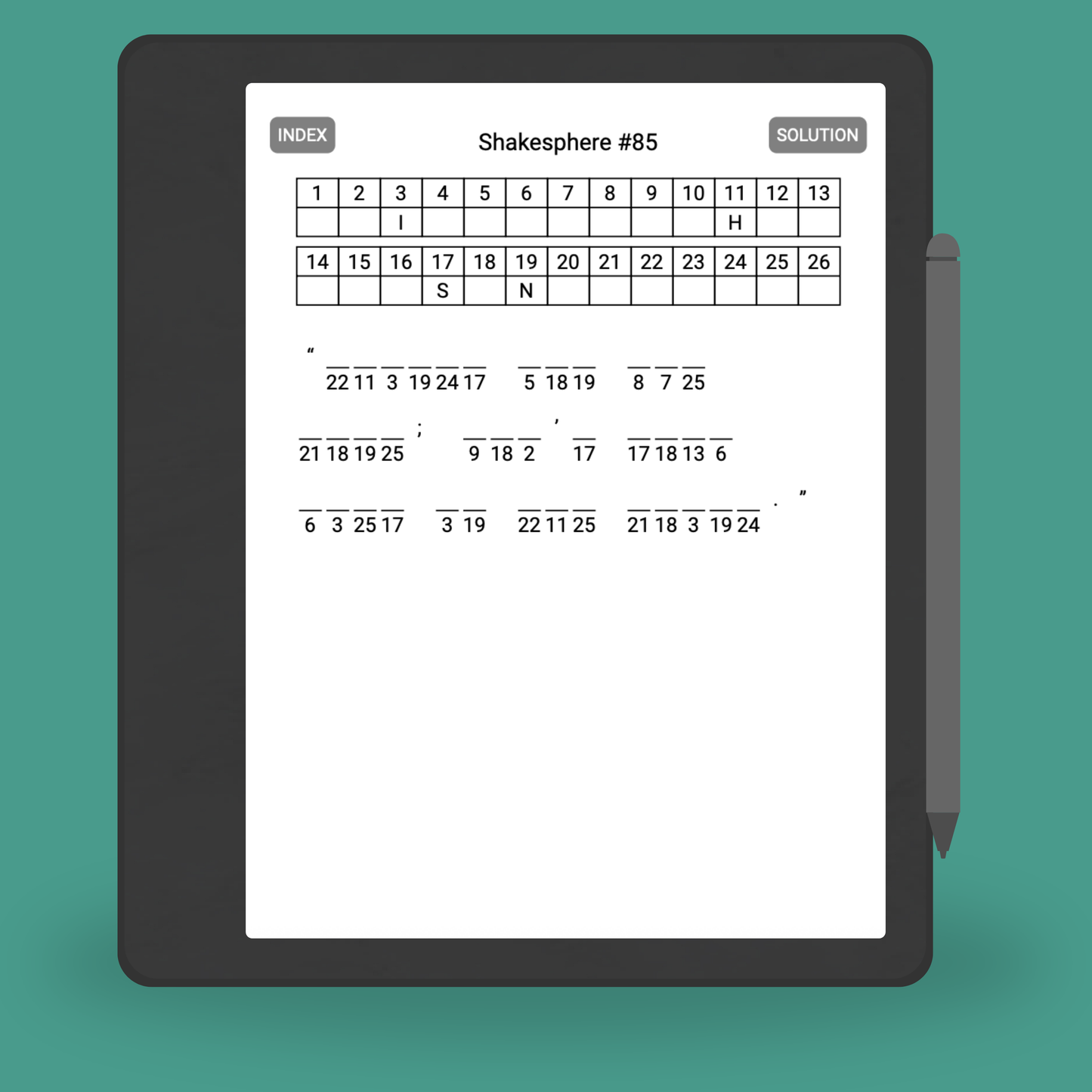 Digital Cryptogram Puzzle Book for Kindle Scribe