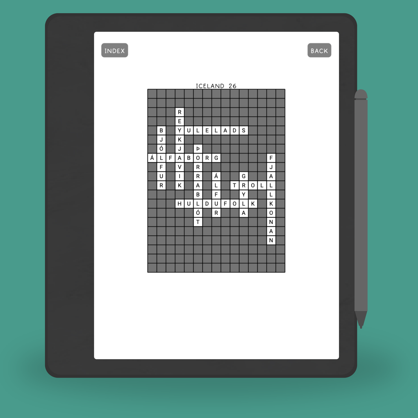 125 Crossword Puzzles PDF About Iceland, Brain Games for Kindle Scribe