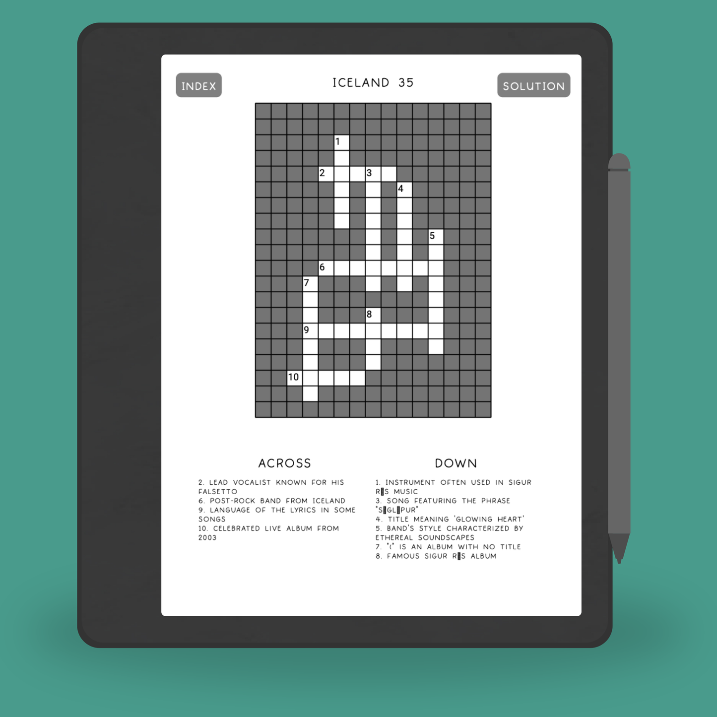 125 Crossword Puzzles PDF About Iceland, Brain Games for Kindle Scribe