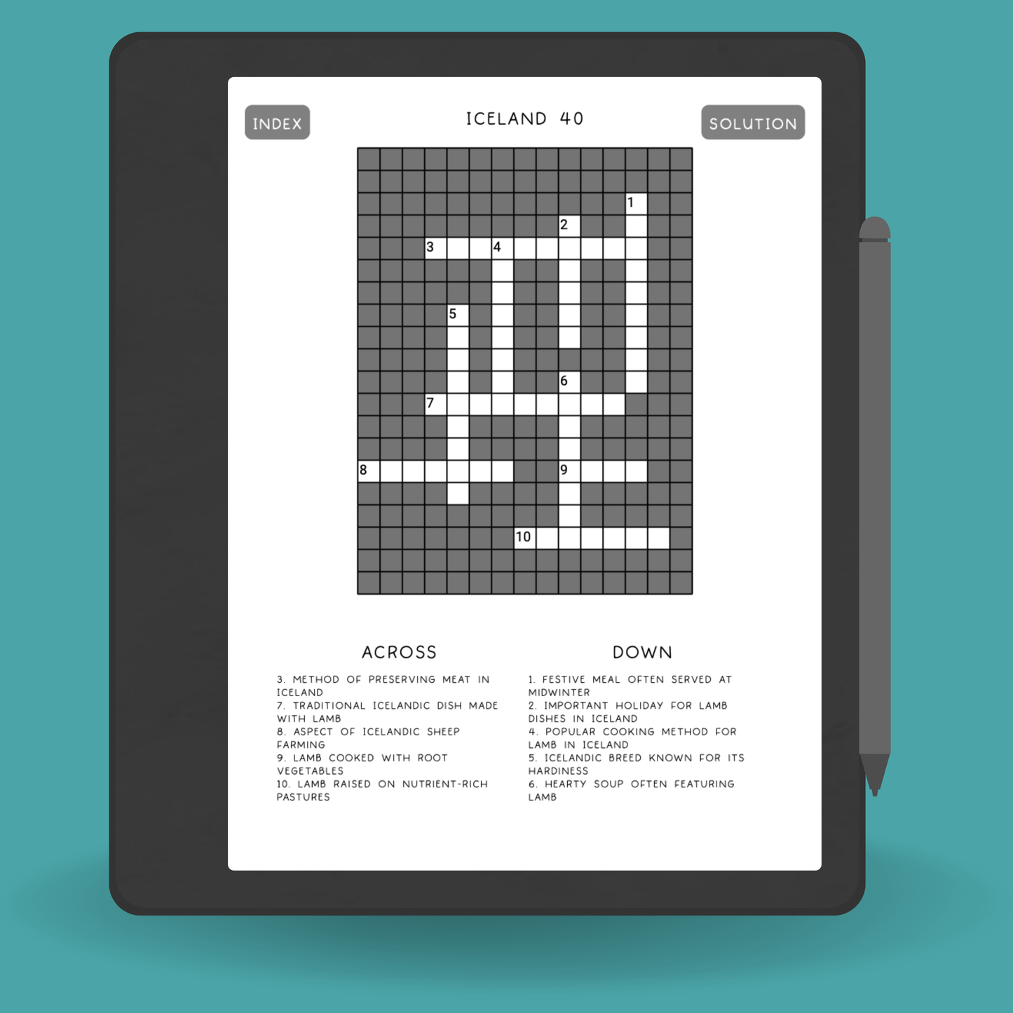 125 Crossword Puzzles PDF About Iceland, Brain Games for Kindle Scribe