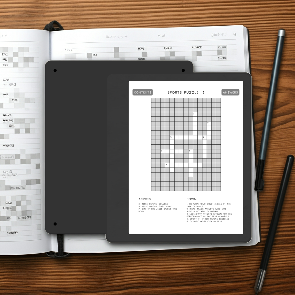 100 Sports Crosswords for Adults Interactive PDF for Kindle Scribe