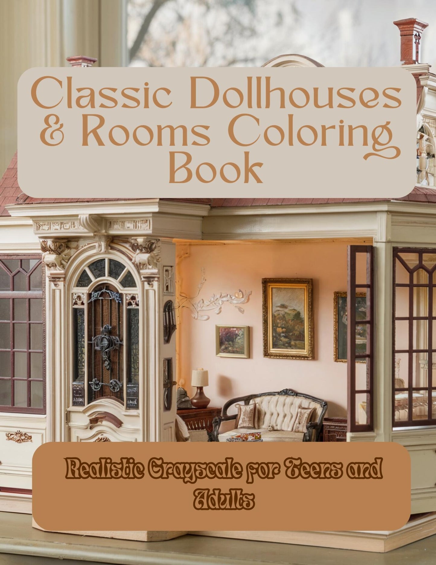 Classic Dollhouses and Rooms Coloring Book | 25 Grayscale Intricate Designs for Teens Adults | Instant PDF Digital Download