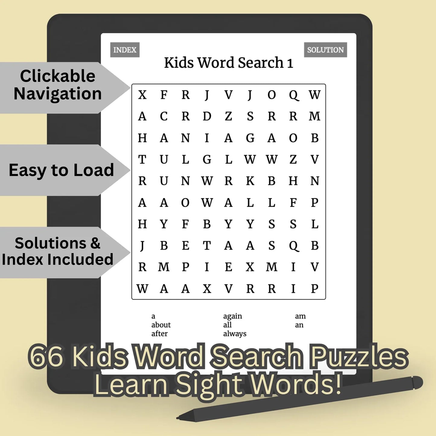 Sight Word Search Puzzles for Kids Kindle Scribe