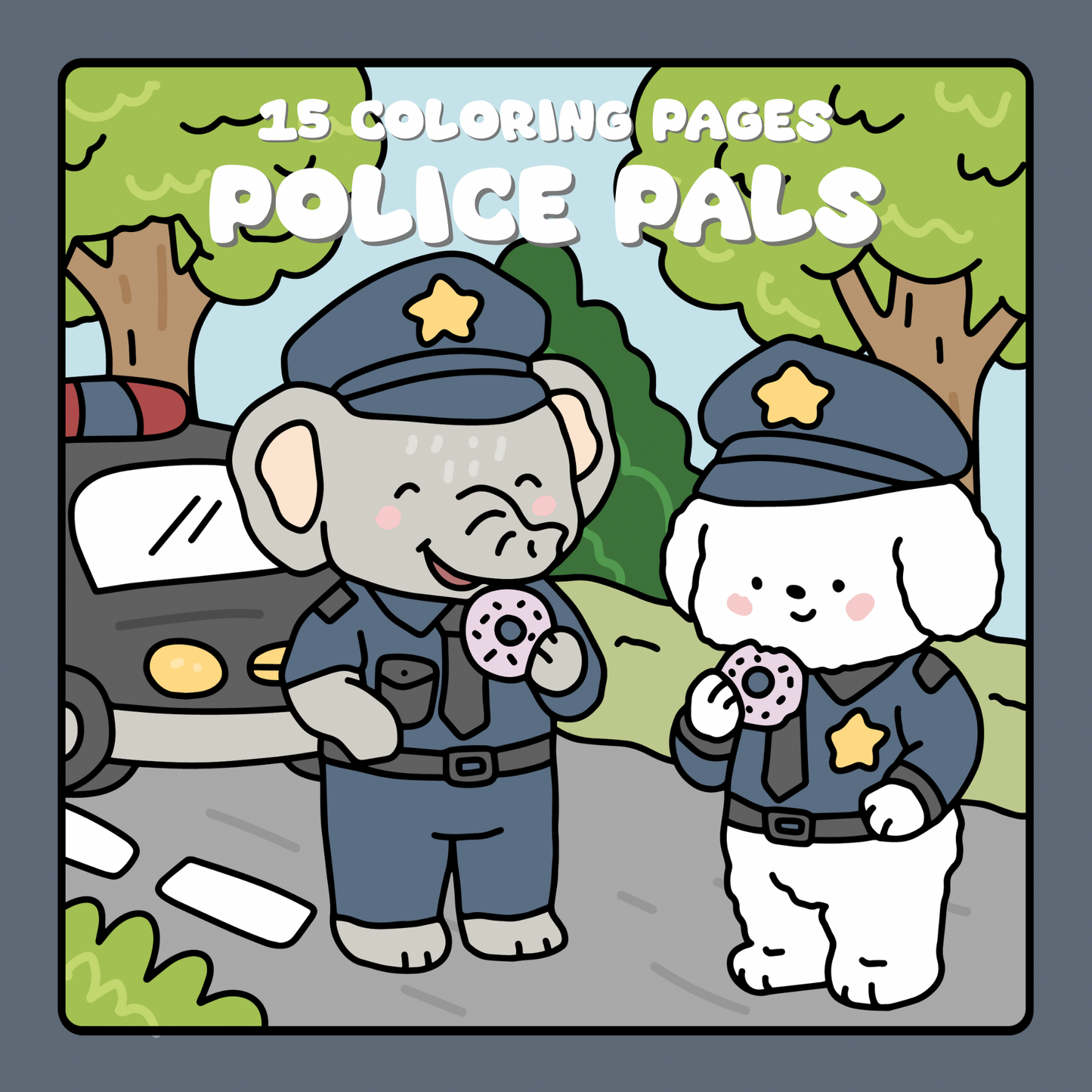Cozy Police Pals Coloring Pages, Digital PDF