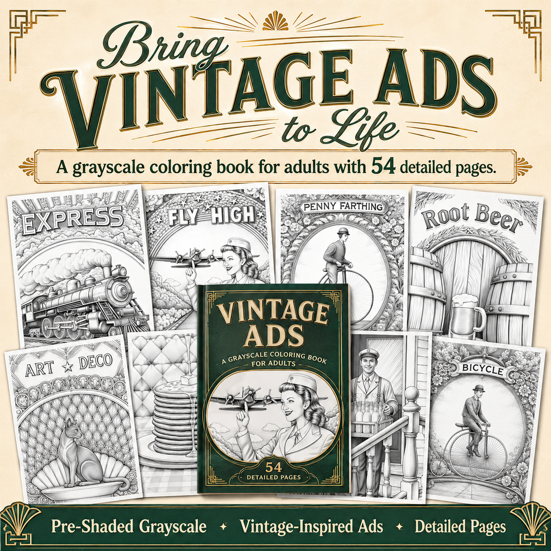 Vintage Poster Coloring for Nostalgic Breaks