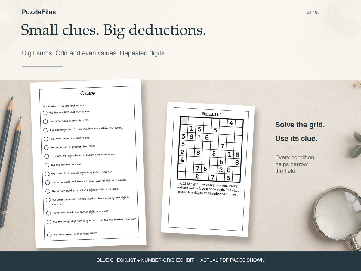 Printable Elimination Puzzle for Adults: Detective Number Mystery Book, 590-Page PDF