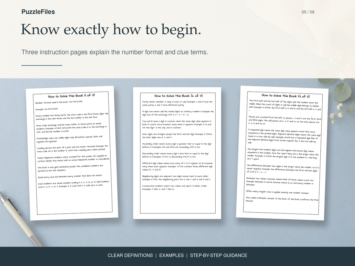 Printable Elimination Puzzle for Adults: Detective Number Mystery Book, 590-Page PDF