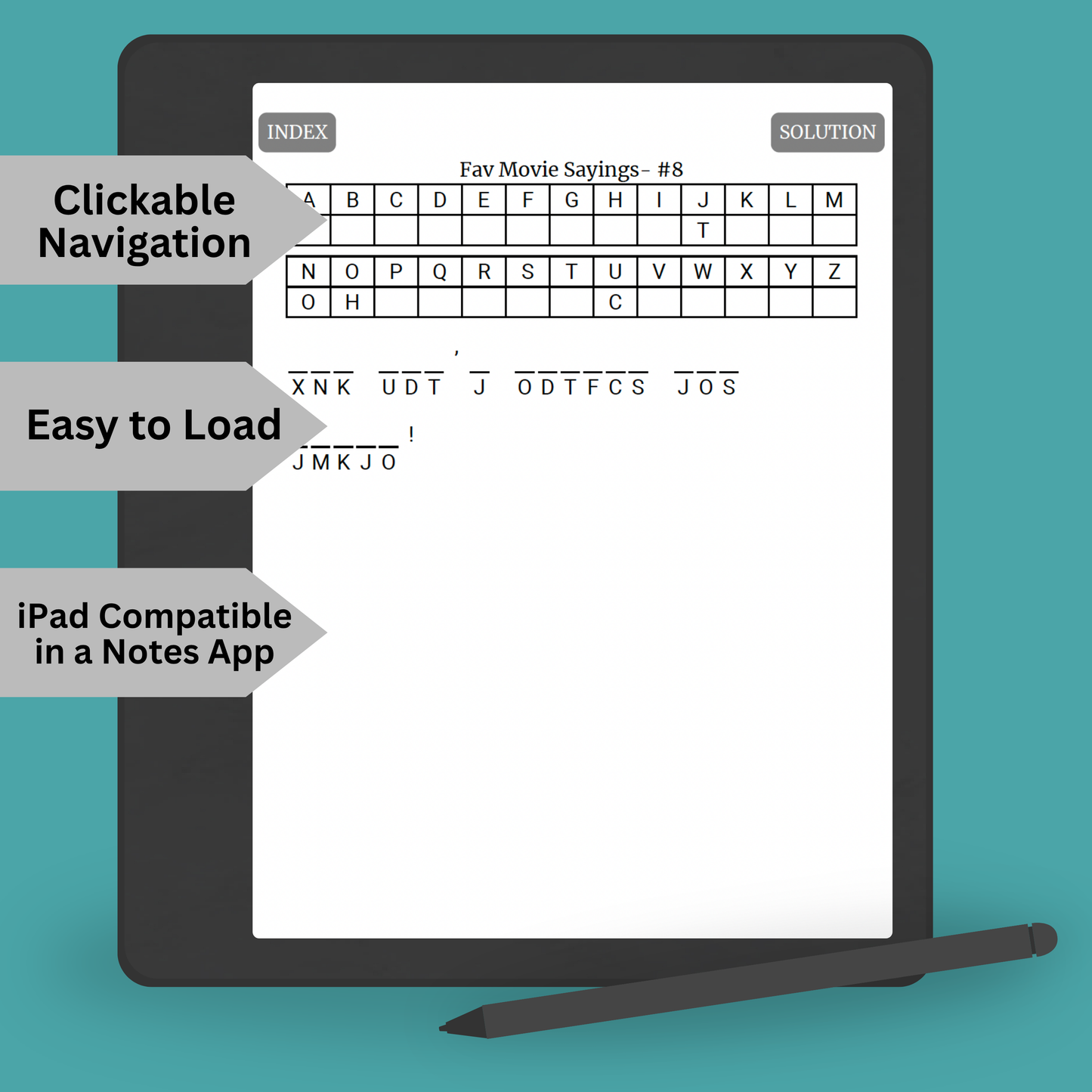 Movie Quote Cryptograms for Kindle Scribe
