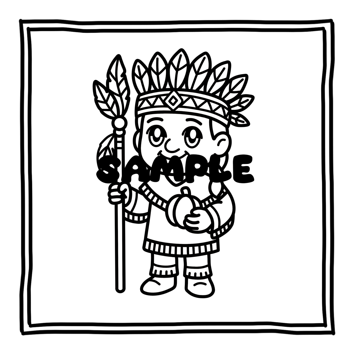 Thanksgiving Coloring Book 30 Hand Drawn Easy Bold Pages