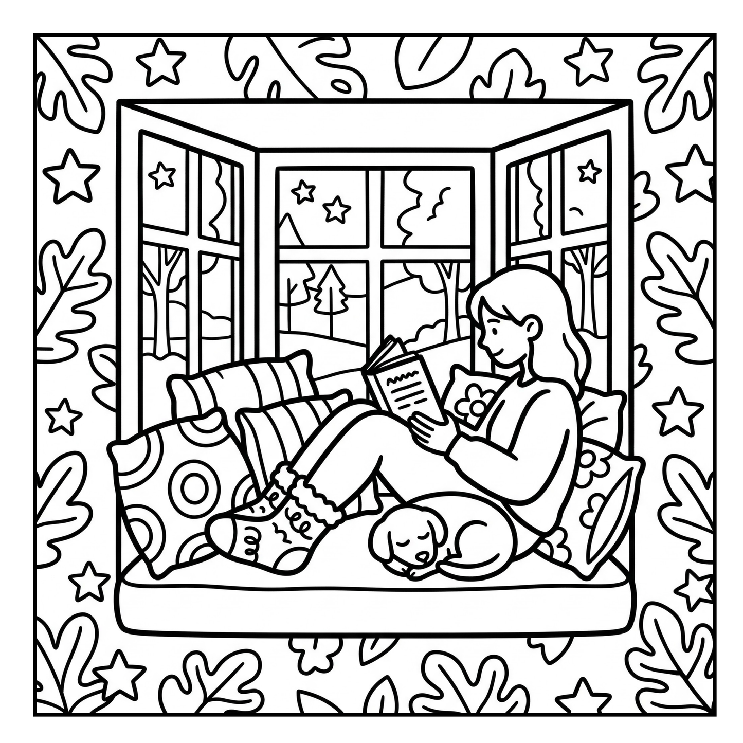 Cozy Mornings & Cuddly Pets: Bold & Easy Coloring Book Digital PDF