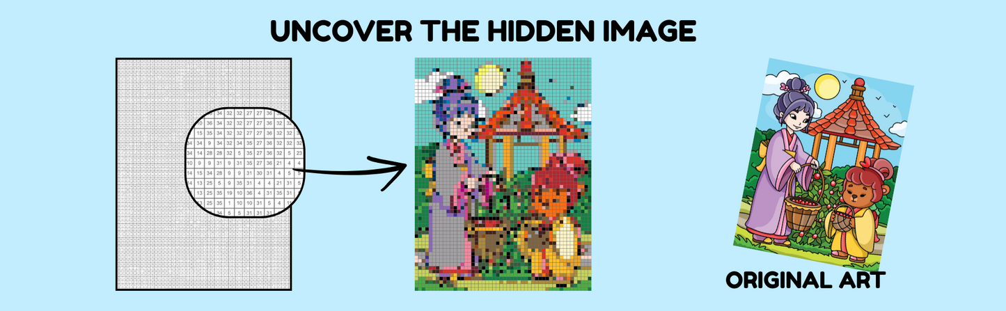Color by Number Pixel Art Japanese Life Coloring Pages