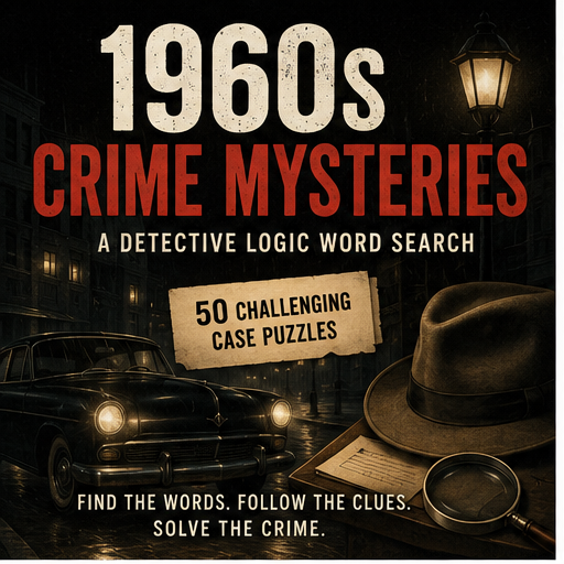 Crime Mystery Word Search, 50 Logic Deduction Puzzles for Adults, Printable Detective Game Book PDF