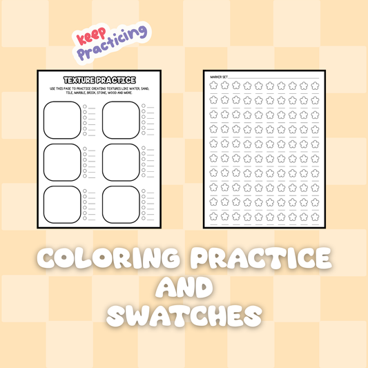 Printable Coloring Swatch Chart and Practice Pages