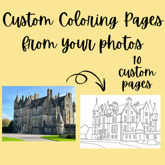 10 Custom Coloring Book Pages, Personalised Photo To Coloring Page, Digital File, Printable Coloring Book, Gift For Kids, Wedding Coloring